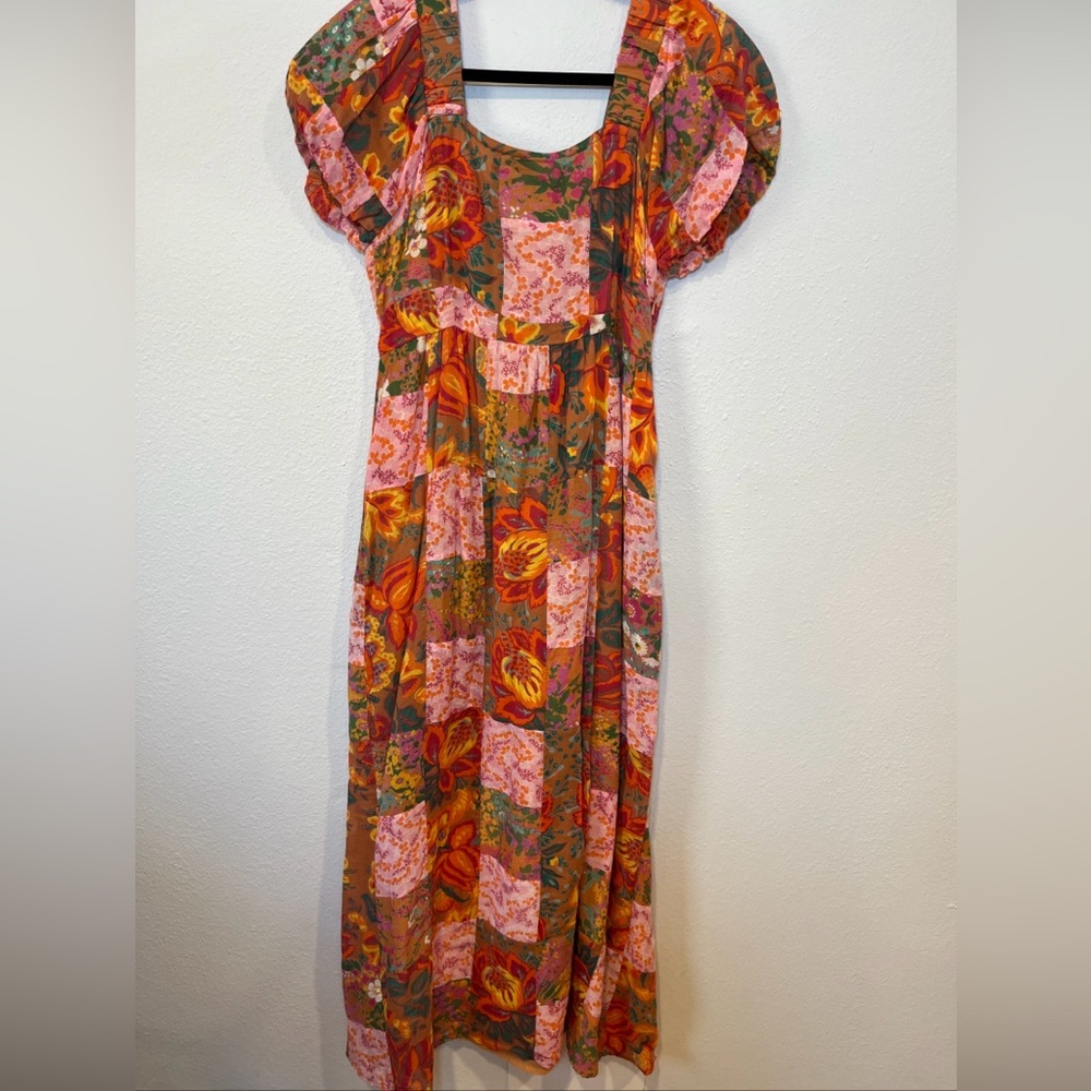 banjanan dress S Patchwork Maxi Bubble Sleeve Boho Chic Hippie Romantic Summer
